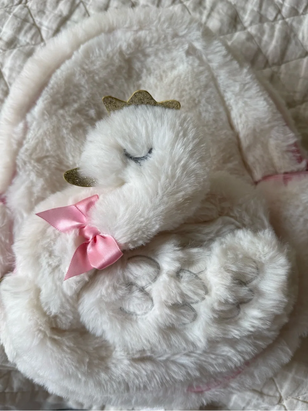 Plush Swan Kids Backpack - Soft Pink and White